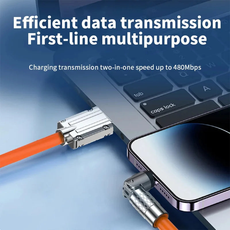 Silicone 120W USB to Type-C Cable Fast Charging Cable 540 Rotating Cable Data Cable 180 Degree Rotate Phone Charging Cable