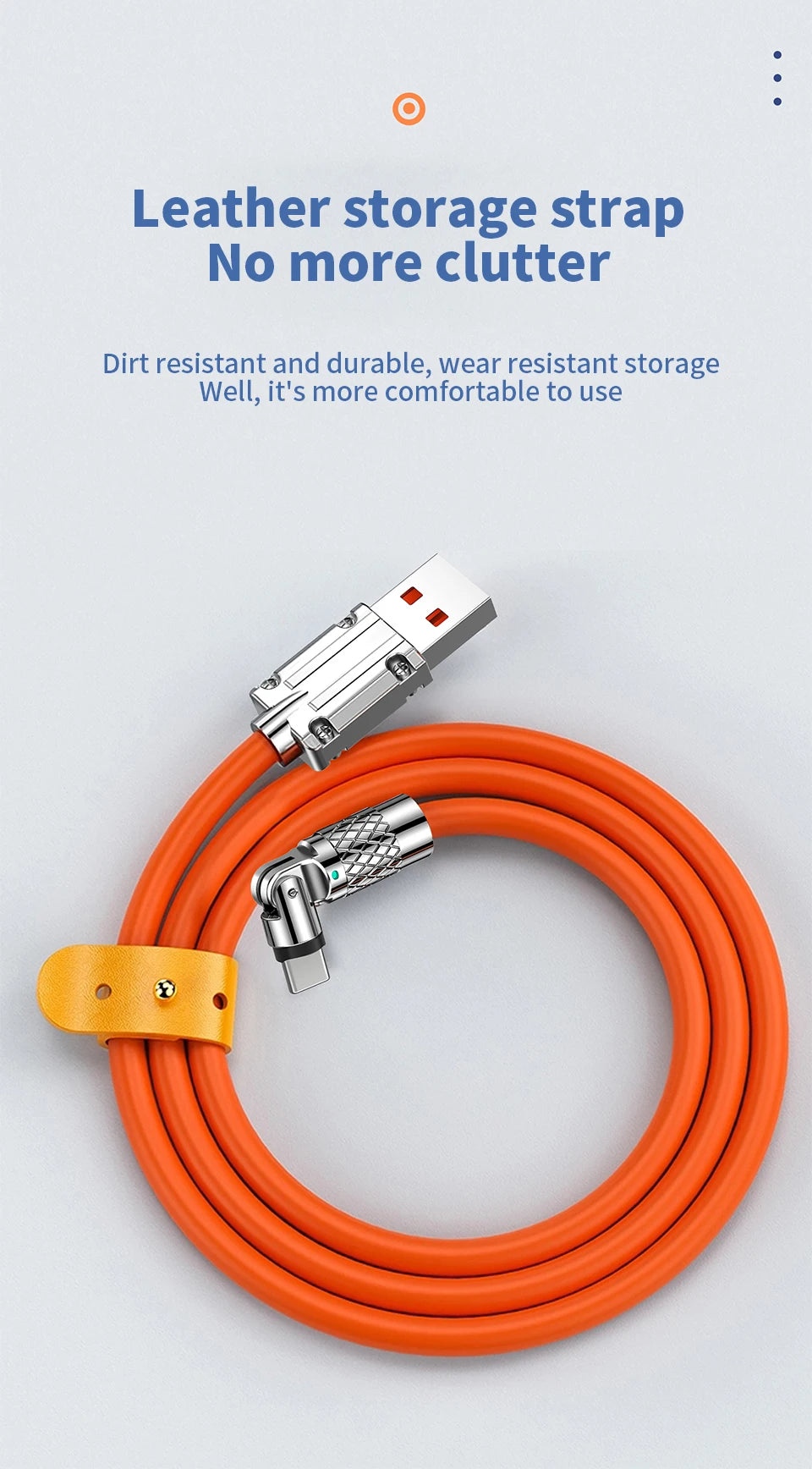Silicone 120W USB to Type-C Cable Fast Charging Cable 540 Rotating Cable Data Cable 180 Degree Rotate Phone Charging Cable