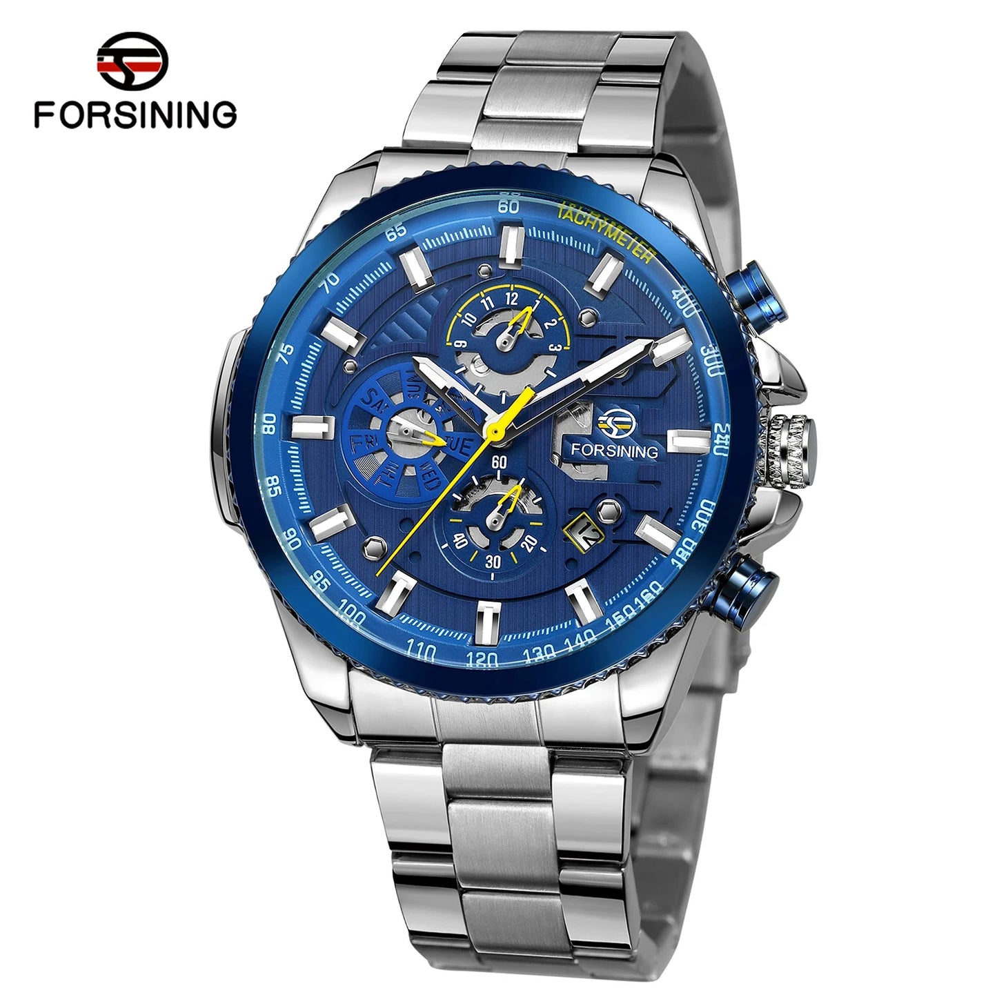 2024 Sport Waterproof Big Dial Mechanical Watches Luxury Stainless Steel Watch For Men Multifunctional Automatic Date Wristwatch