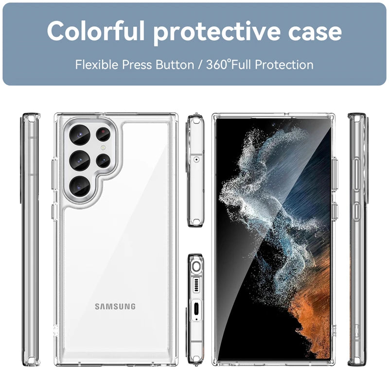 For Samsung S24 Ultra Case Cover Samsung Galaxy S24 S23 Ultra Plus Shockproof Clear Transparent Colour Fundas Samsung S24 Ultra