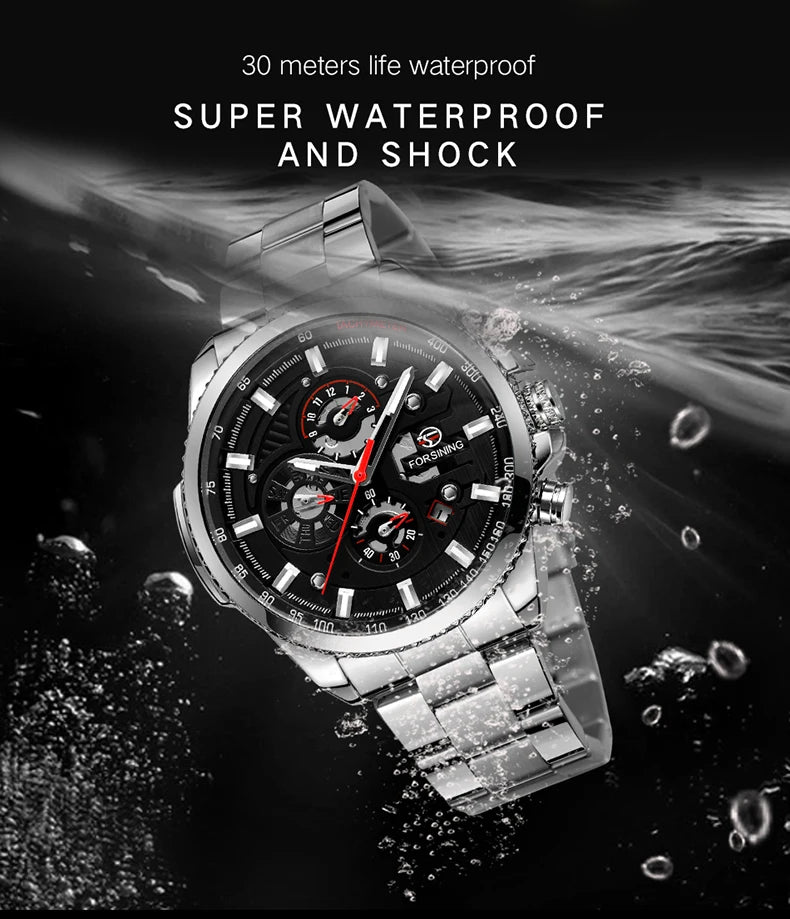 2024 Sport Waterproof Big Dial Mechanical Watches Luxury Stainless Steel Watch For Men Multifunctional Automatic Date Wristwatch