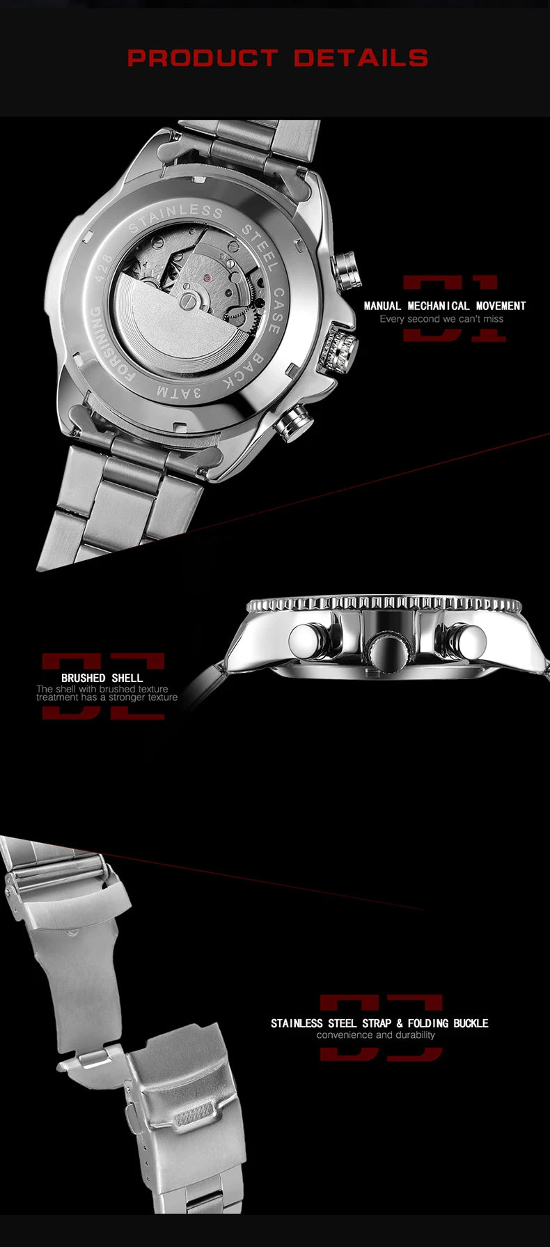 2024 Sport Waterproof Big Dial Mechanical Watches Luxury Stainless Steel Watch For Men Multifunctional Automatic Date Wristwatch