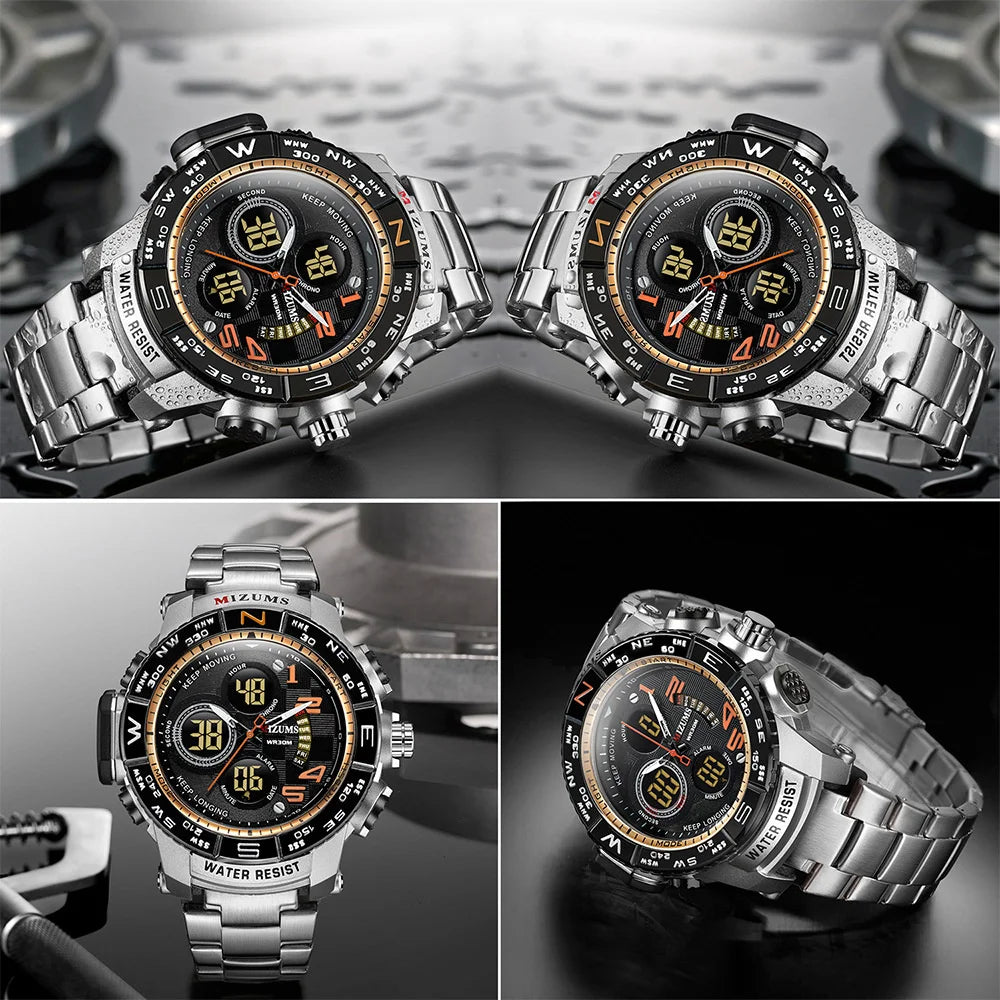 Men's Sport Watches Top Brand Luxury Steel Strap Digital Led Electronic Waterproof Wristwatch Military Clock Relogio Masculino