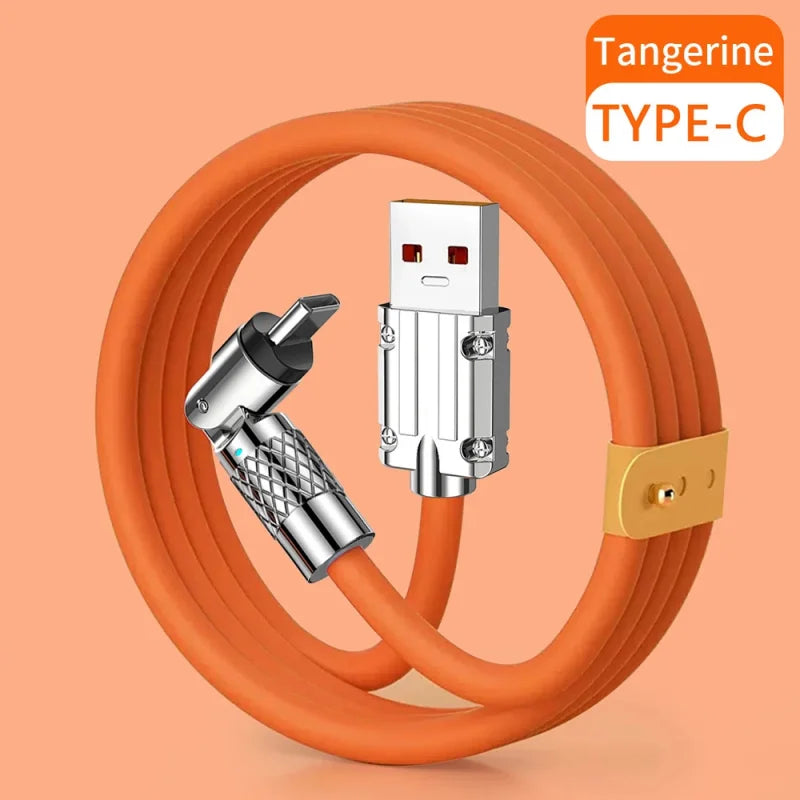 Silicone 120W USB to Type-C Cable Fast Charging Cable 540 Rotating Cable Data Cable 180 Degree Rotate Phone Charging Cable