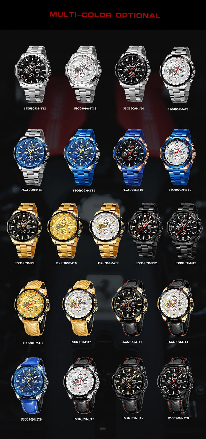 2024 Sport Waterproof Big Dial Mechanical Watches Luxury Stainless Steel Watch For Men Multifunctional Automatic Date Wristwatch