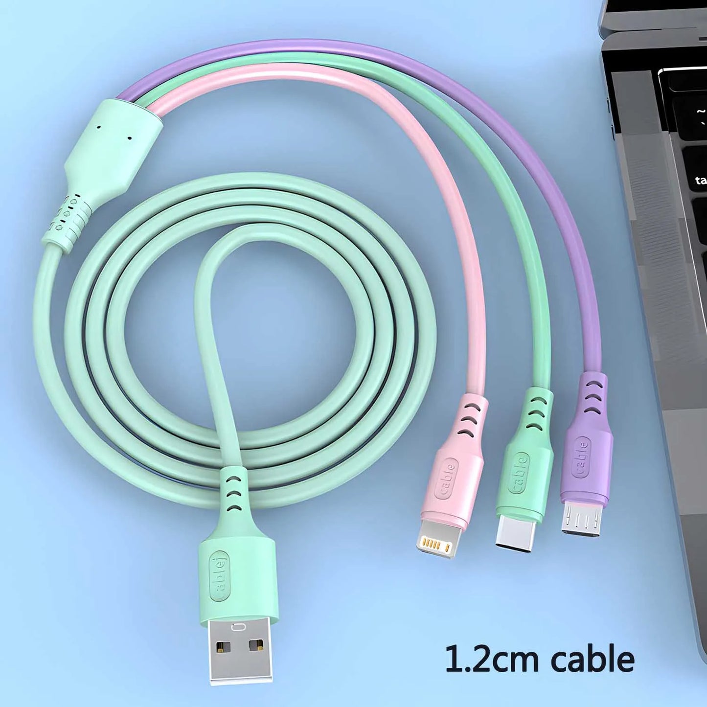 3 In 1 Super Fast Charging Cable For iPhone15 14 13 12 11 X Pro Max Micro USB Type-C Phone Charger USBC Data Cable