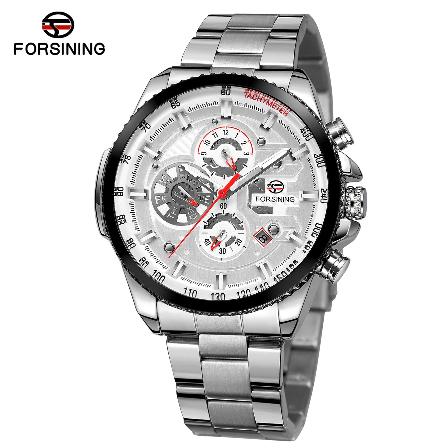 2024 Sport Waterproof Big Dial Mechanical Watches Luxury Stainless Steel Watch For Men Multifunctional Automatic Date Wristwatch