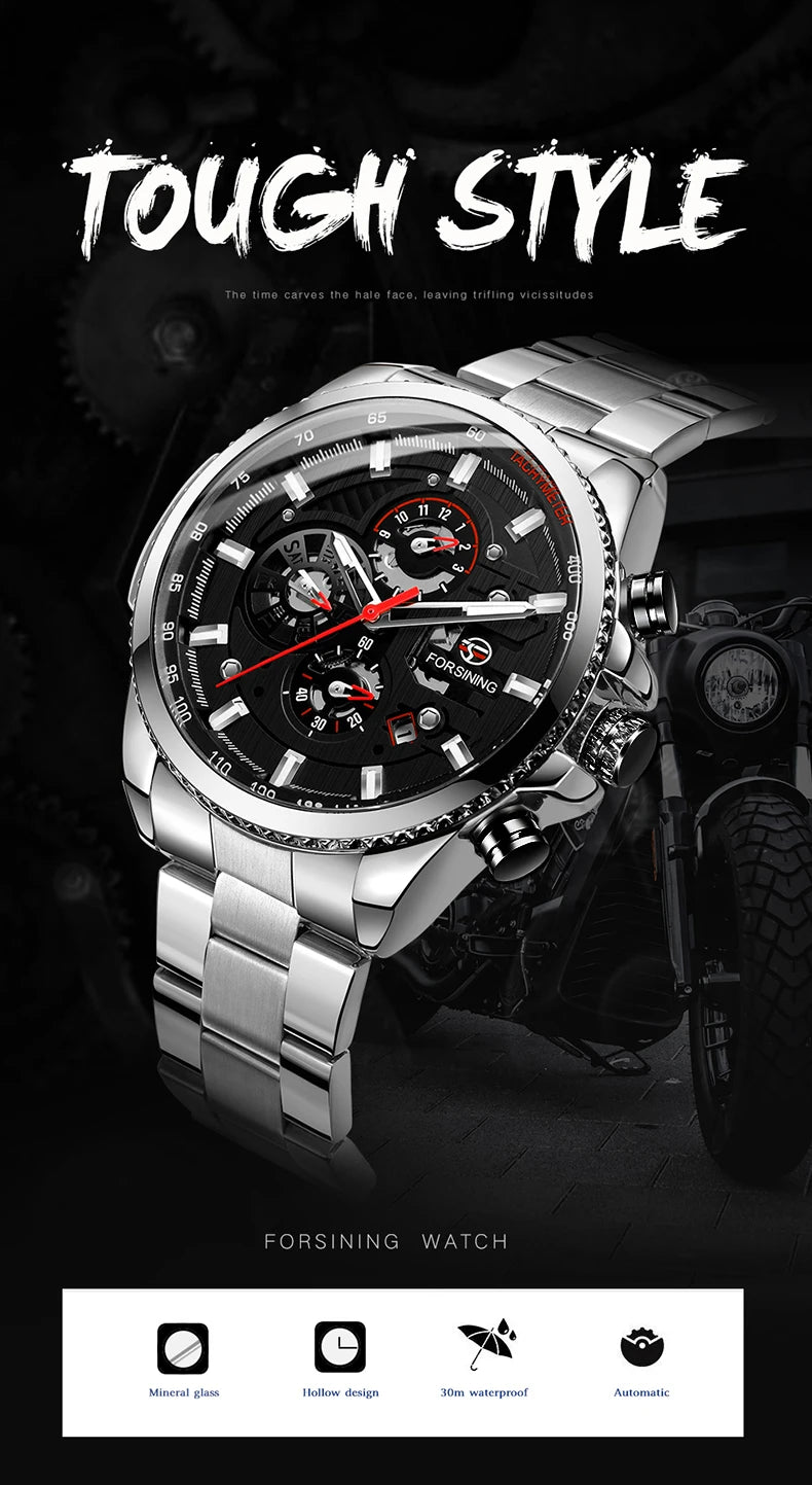 2024 Sport Waterproof Big Dial Mechanical Watches Luxury Stainless Steel Watch For Men Multifunctional Automatic Date Wristwatch