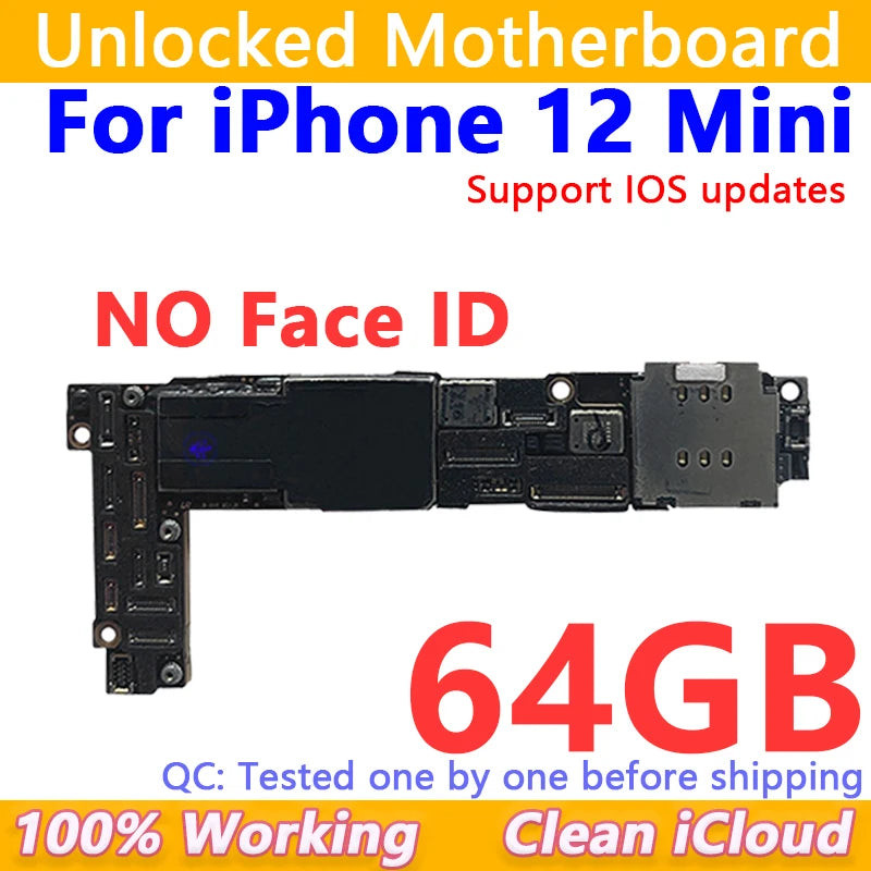 Free Shipping For iPhone 12/12Pro/12 Pro Max Motherboard Face ID Unlocked Logic Board Free iCloud Mainboard For iphone 12 mini