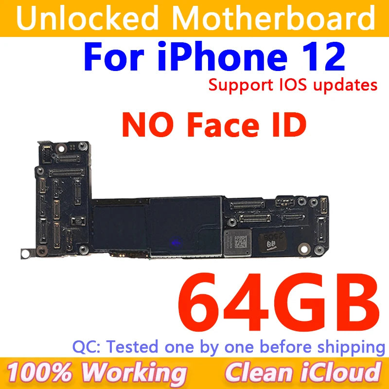 Free Shipping For iPhone 12/12Pro/12 Pro Max Motherboard Face ID Unlocked Logic Board Free iCloud Mainboard For iphone 12 mini