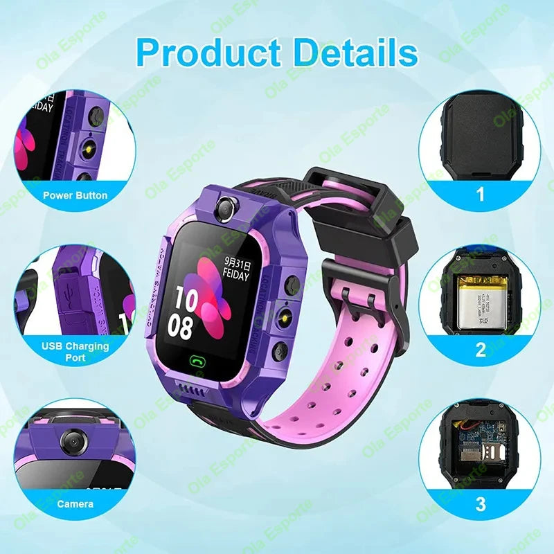 2025 Kid Smart Watch Sim Card For Children SOS Call Phone Camera Voice Chat Photo Smartwatch Boy Girl Security Protection Gift