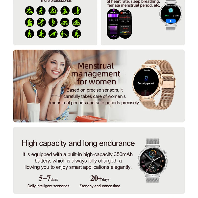 LIGE 2025 Smart Watch Ladies Full Touch Screen Sports Fitness Watch IP68 Waterproof Bluetooth For Android iOS Smartwatch Female