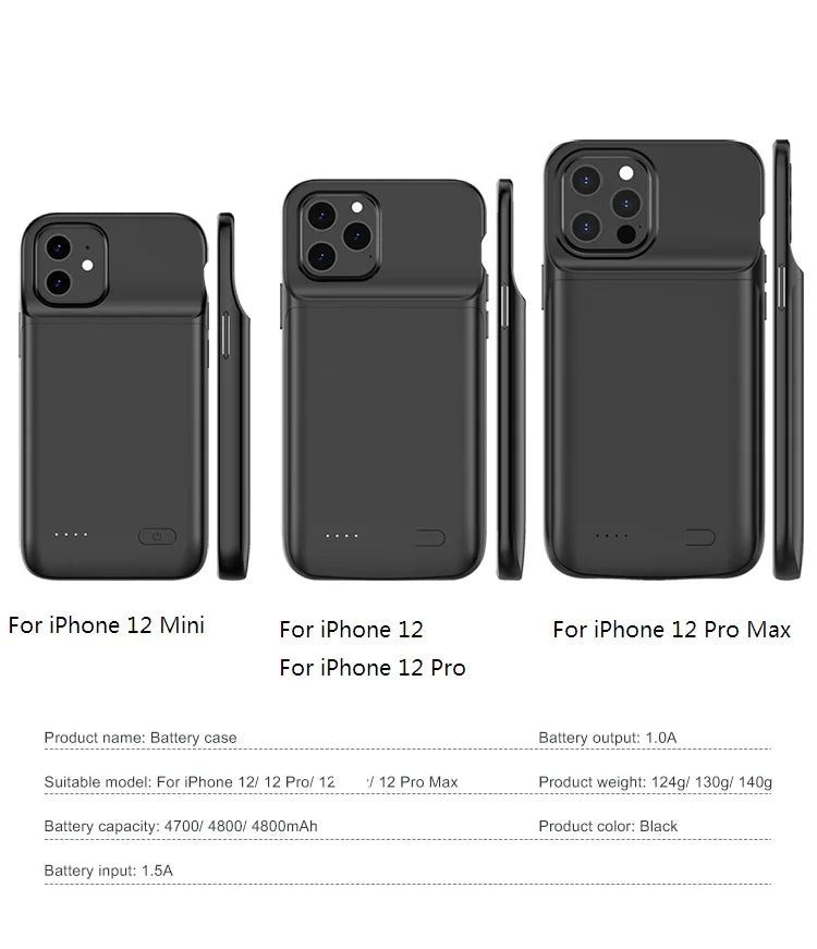 Battery Charger Case For iPhone 12 Pro Max Power Case Liquid silicone shockproof Extenal PowerBank Cove For iPhone 12 Mini Capa