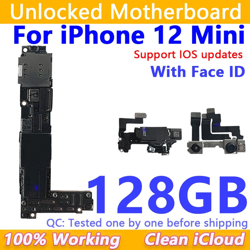 Free Shipping For iPhone 12/12Pro/12 Pro Max Motherboard Face ID Unlocked Logic Board Free iCloud Mainboard For iphone 12 mini