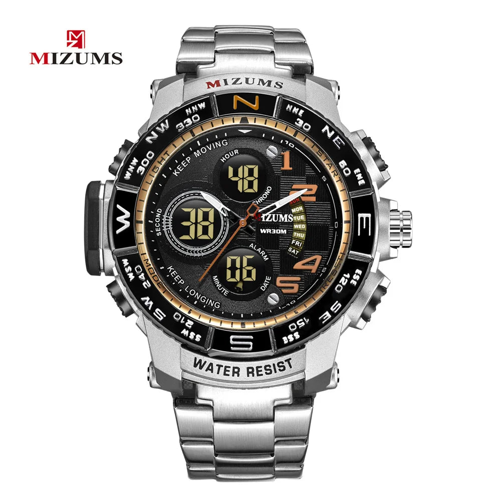 Men's Sport Watches Top Brand Luxury Steel Strap Digital Led Electronic Waterproof Wristwatch Military Clock Relogio Masculino