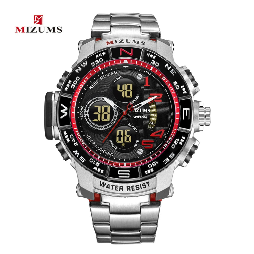 Men's Sport Watches Top Brand Luxury Steel Strap Digital Led Electronic Waterproof Wristwatch Military Clock Relogio Masculino