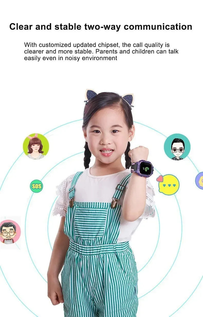 Smart Watch For Kid SOS Call Children Watches Sim Card Location Tracker Smartwatch Alarm Clock Calculator Game Camera Flashlight