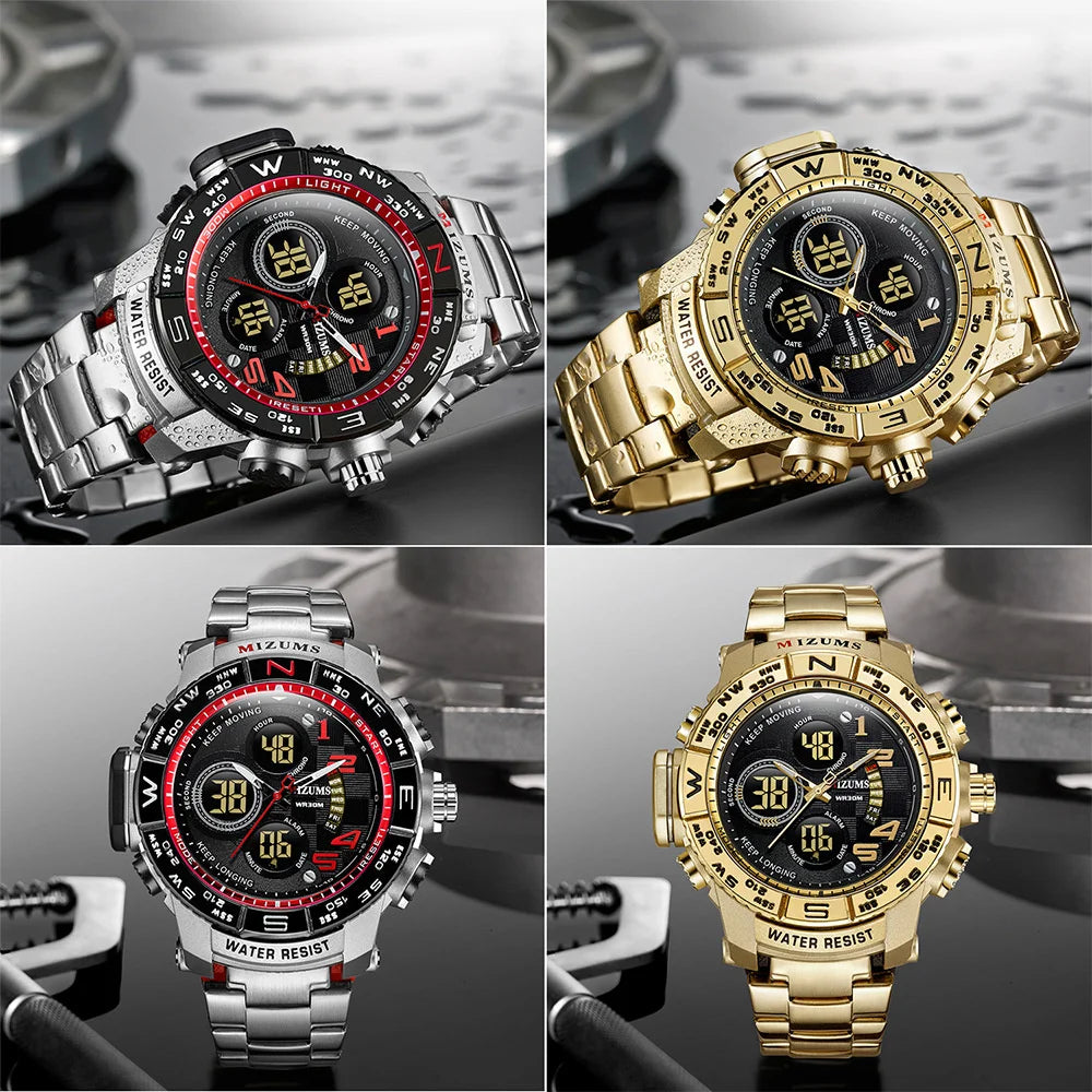 Men's Sport Watches Top Brand Luxury Steel Strap Digital Led Electronic Waterproof Wristwatch Military Clock Relogio Masculino