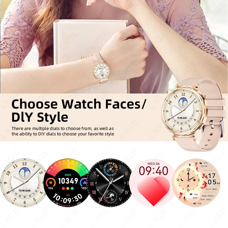 LIGE 2025 Smart Watch Ladies Full Touch Screen Sports Fitness Watch IP68 Waterproof Bluetooth For Android iOS Smartwatch Female