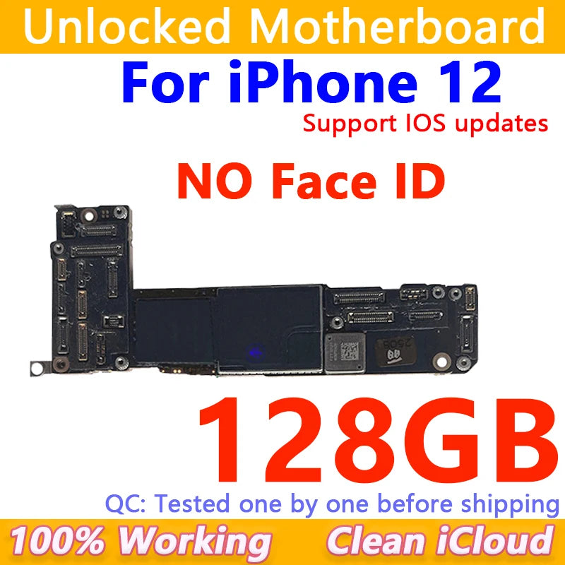 Free Shipping For iPhone 12/12Pro/12 Pro Max Motherboard Face ID Unlocked Logic Board Free iCloud Mainboard For iphone 12 mini