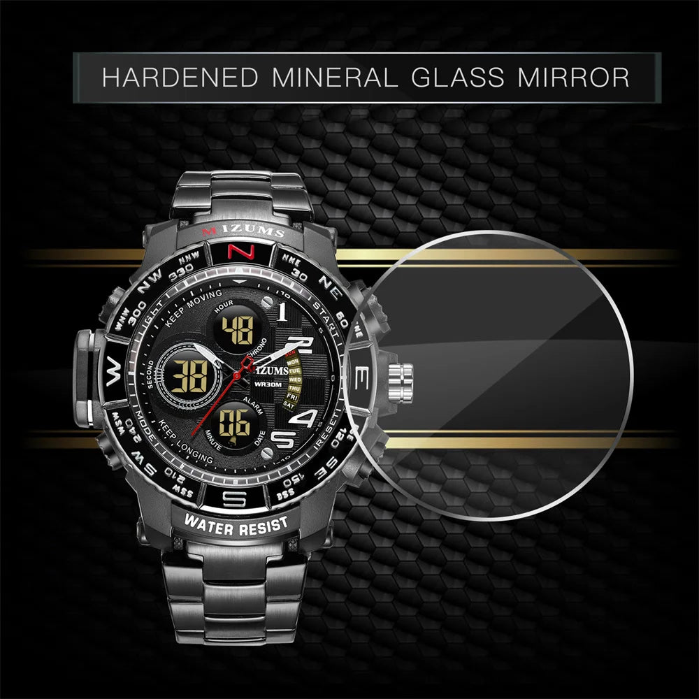 Men's Sport Watches Top Brand Luxury Steel Strap Digital Led Electronic Waterproof Wristwatch Military Clock Relogio Masculino