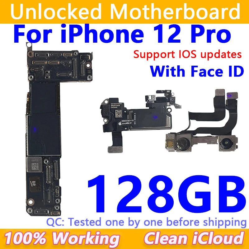Free Shipping For iPhone 12/12Pro/12 Pro Max Motherboard Face ID Unlocked Logic Board Free iCloud Mainboard For iphone 12 mini