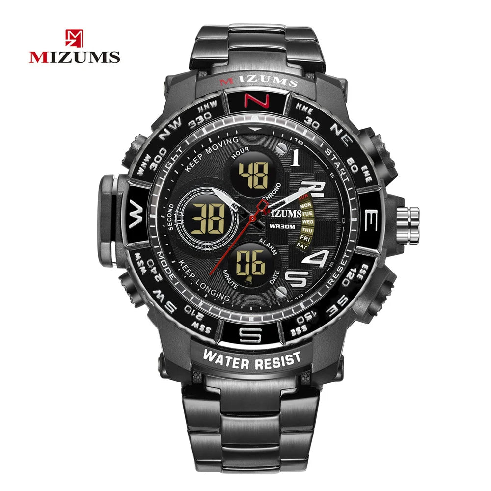 Men's Sport Watches Top Brand Luxury Steel Strap Digital Led Electronic Waterproof Wristwatch Military Clock Relogio Masculino