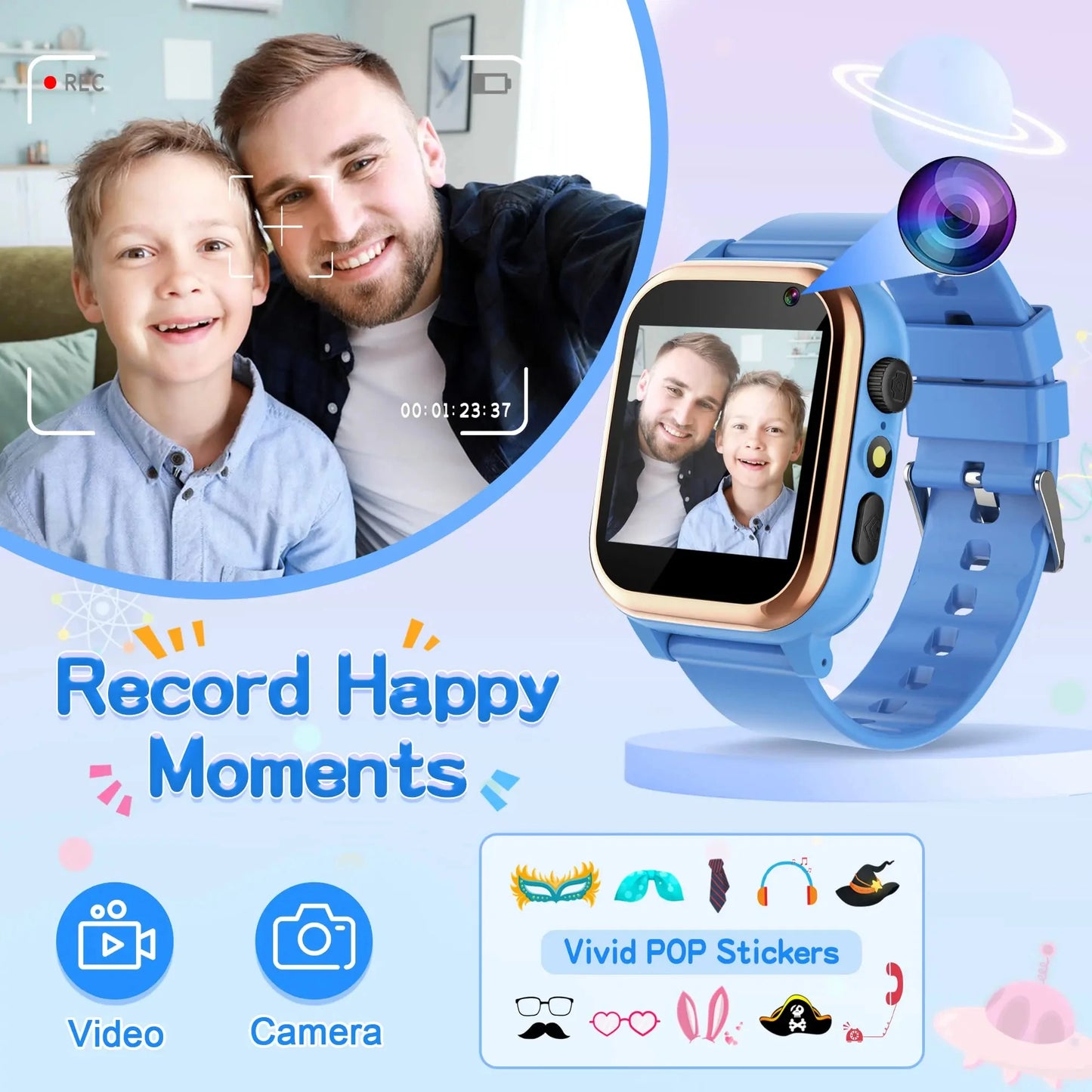 Smart Watch Kids HD Touch Screen Camera Music Player With 16 Puzzle Games Pedometer Calculator Flashlight 12/24hr Kids Watche
