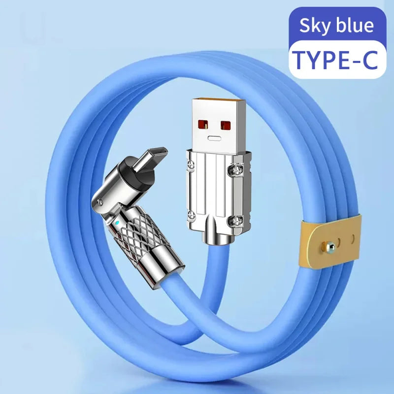 Silicone 120W USB to Type-C Cable Fast Charging Cable 540 Rotating Cable Data Cable 180 Degree Rotate Phone Charging Cable
