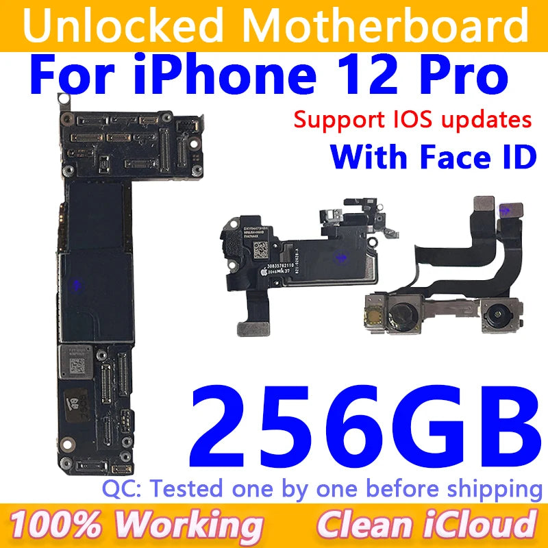 Free Shipping For iPhone 12/12Pro/12 Pro Max Motherboard Face ID Unlocked Logic Board Free iCloud Mainboard For iphone 12 mini