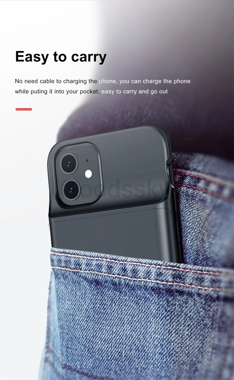 Battery Charger Cases For iPhone 12 13 14 Pro Max 14 Plus Power Case For iPhone 12 13 Mini Extenal Battery charging PowerBank