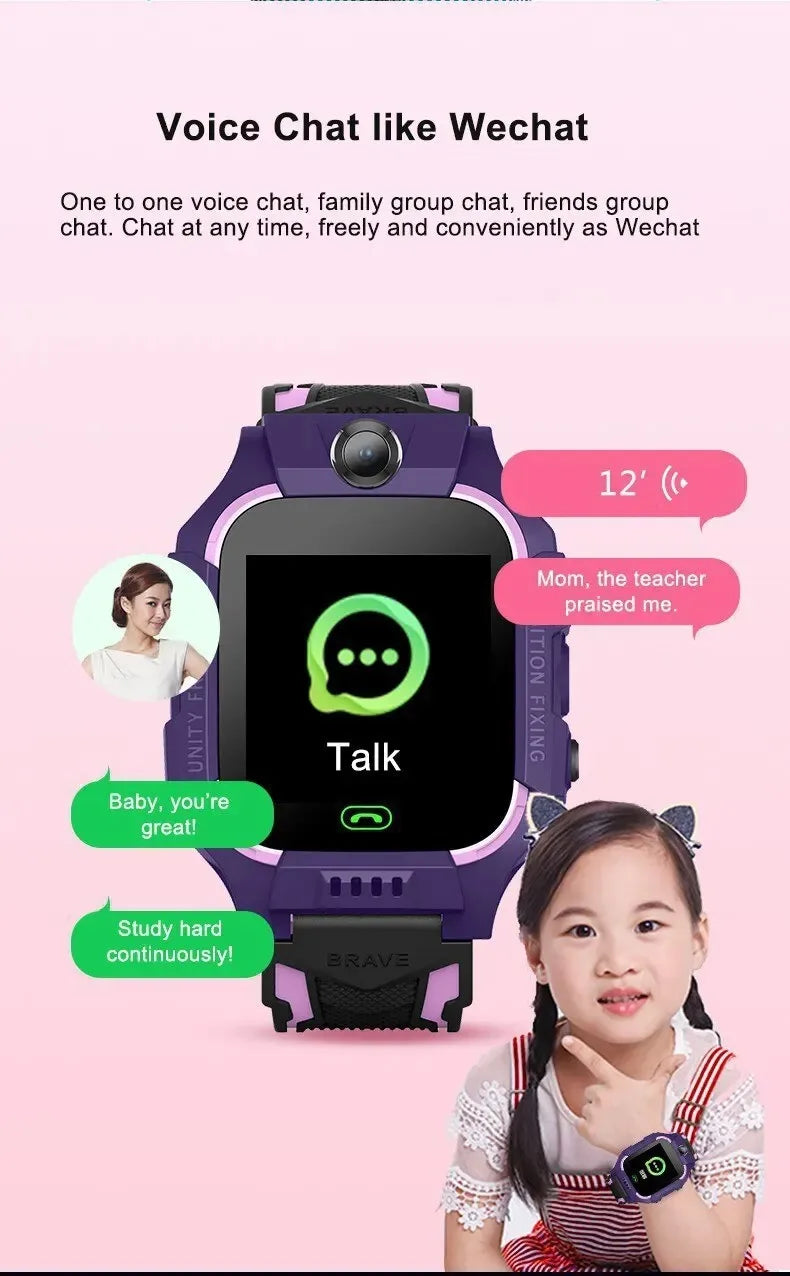 Smart Watch For Kid SOS Call Children Watches Sim Card Location Tracker Smartwatch Alarm Clock Calculator Game Camera Flashlight