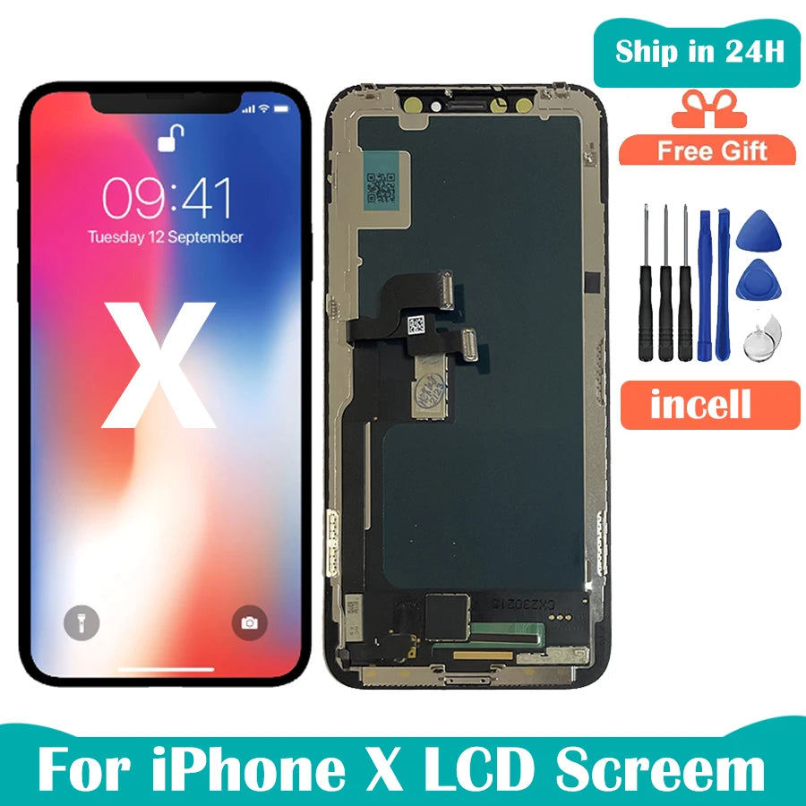 OLED For iPhone X LCD Display Touch Screen Digitizer Assembly No Dead Pixels for iPhone X Screen Replacement OLED GX