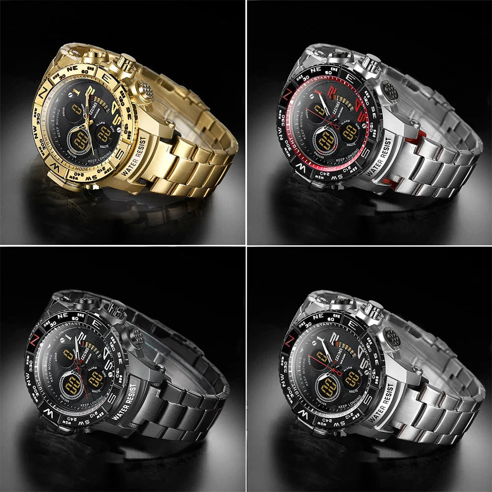 Men's Sport Watches Top Brand Luxury Steel Strap Digital Led Electronic Waterproof Wristwatch Military Clock Relogio Masculino