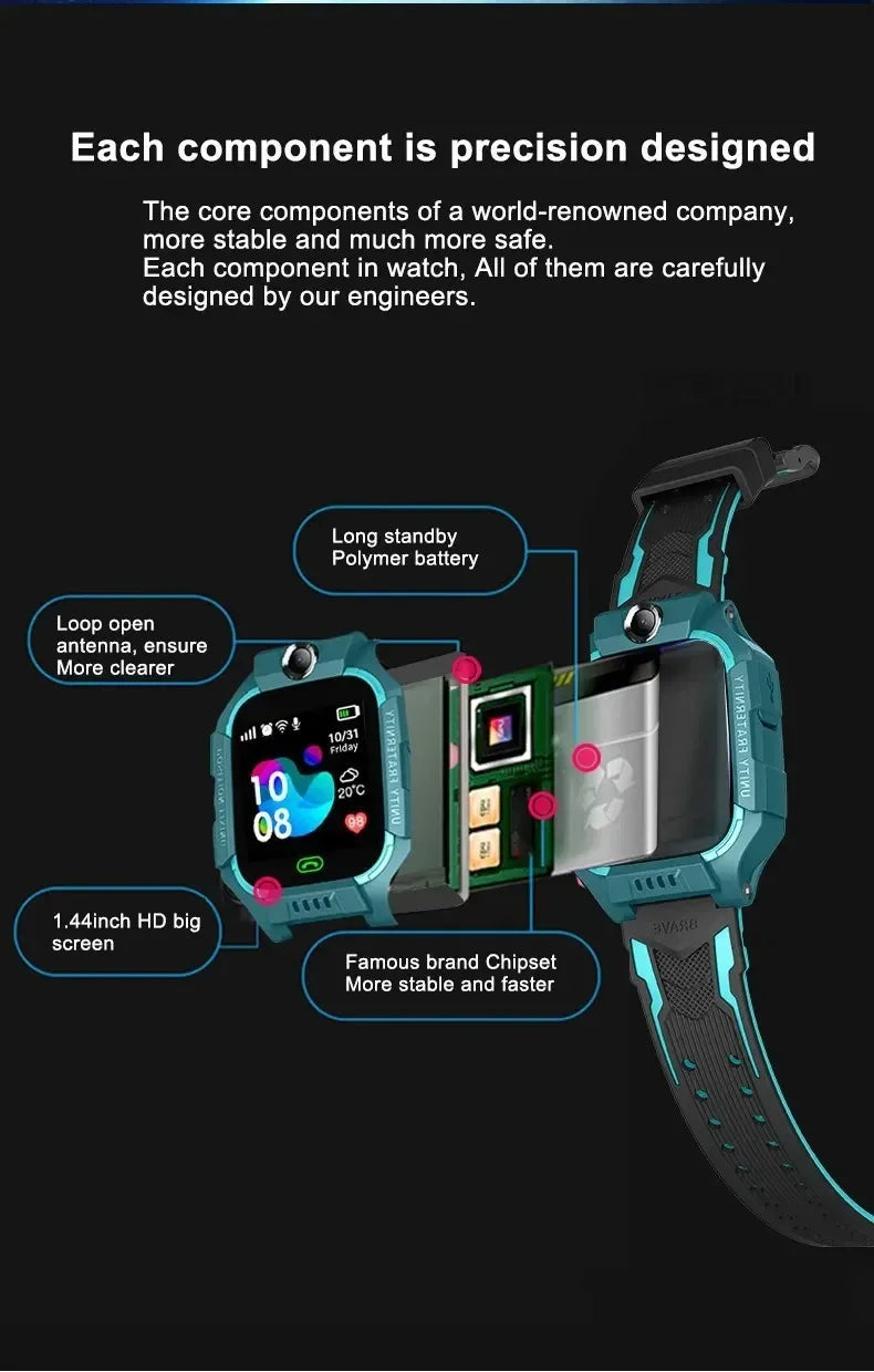Smart Watch For Kid SOS Call Children Watches Sim Card Location Tracker Smartwatch Alarm Clock Calculator Game Camera Flashlight