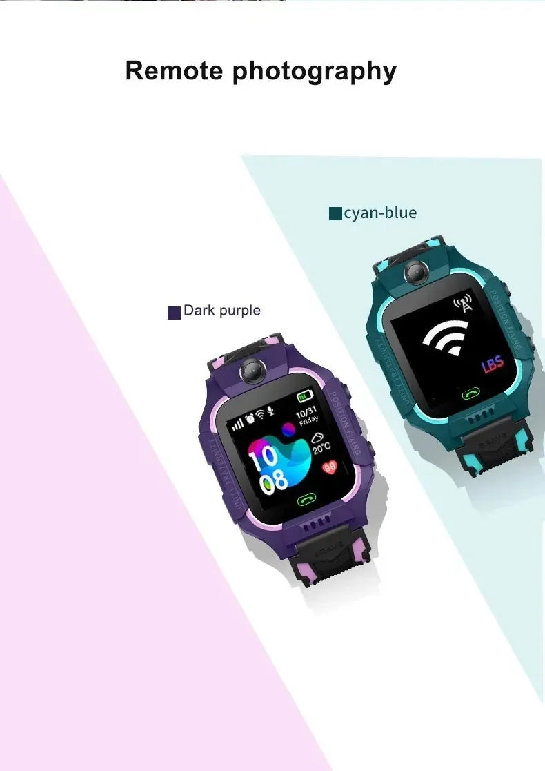Smart Watch For Kid SOS Call Children Watches Sim Card Location Tracker Smartwatch Alarm Clock Calculator Game Camera Flashlight