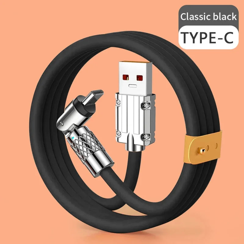 Silicone 120W USB to Type-C Cable Fast Charging Cable 540 Rotating Cable Data Cable 180 Degree Rotate Phone Charging Cable