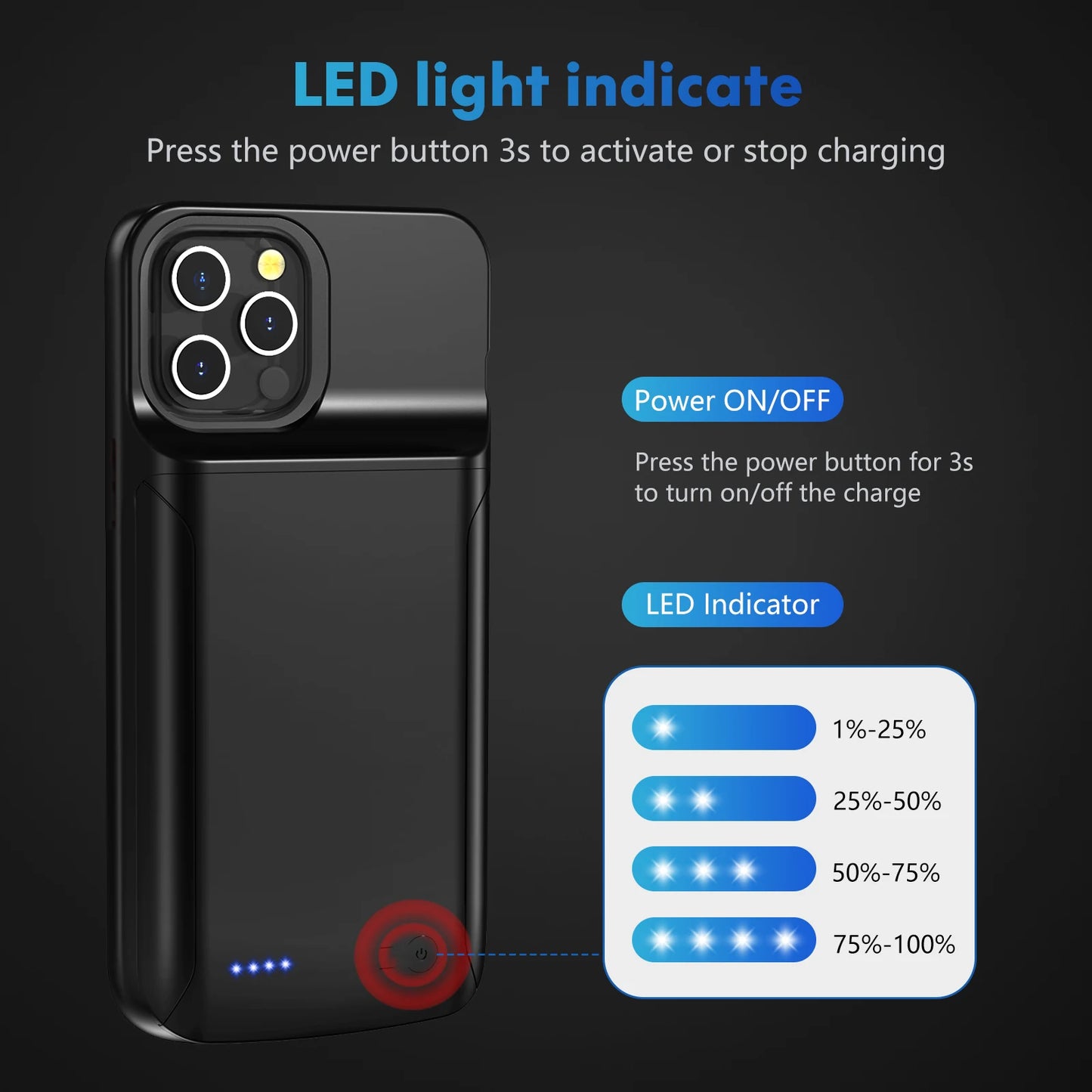 Battery Charger Cases For iPhone 12 13 14 Pro Max 14 Plus Power Case For iPhone 12 13 Mini Extenal Battery charging PowerBank