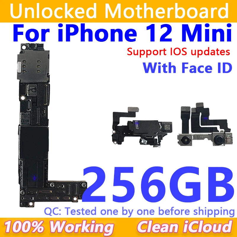 Free Shipping For iPhone 12/12Pro/12 Pro Max Motherboard Face ID Unlocked Logic Board Free iCloud Mainboard For iphone 12 mini