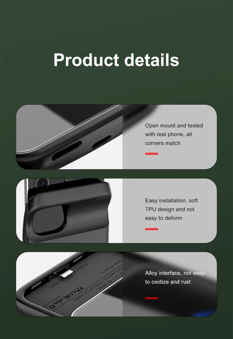 Battery Charger Case For iPhone 12 Pro Max Power Case Liquid silicone shockproof Extenal PowerBank Cove For iPhone 12 Mini Capa
