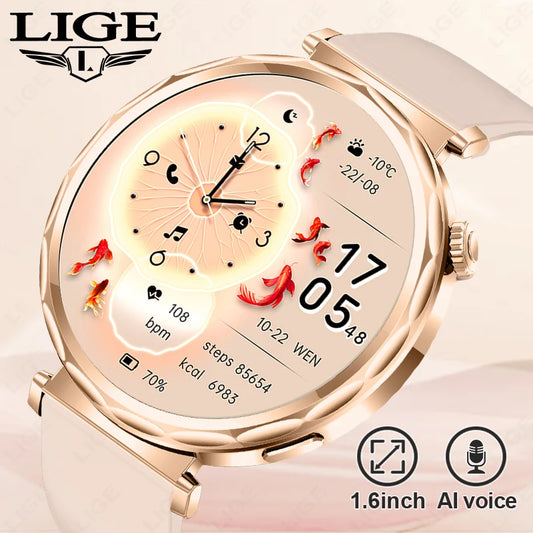 LIGE 2025 Smart Watch Ladies Full Touch Screen Sports Fitness Watch IP68 Waterproof Bluetooth For Android iOS Smartwatch Female
