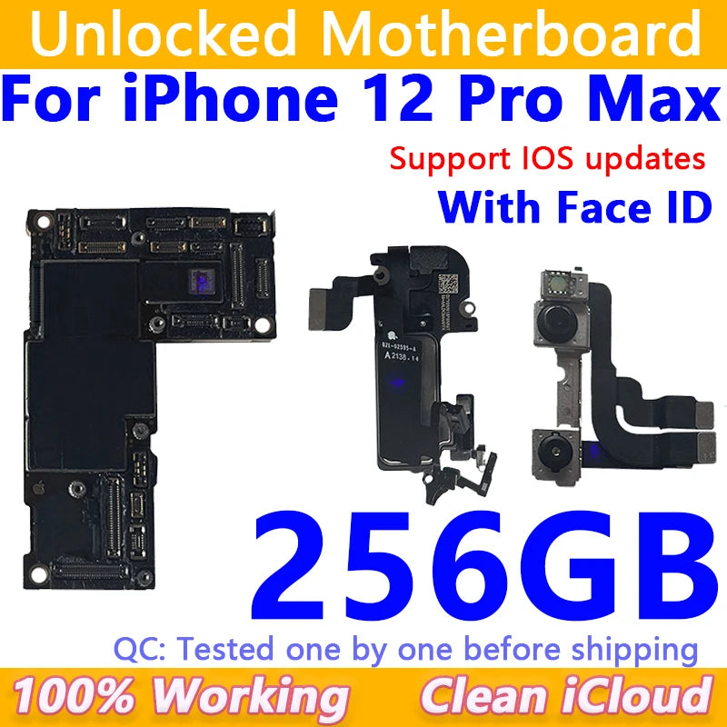 Free Shipping For iPhone 12/12Pro/12 Pro Max Motherboard Face ID Unlocked Logic Board Free iCloud Mainboard For iphone 12 mini