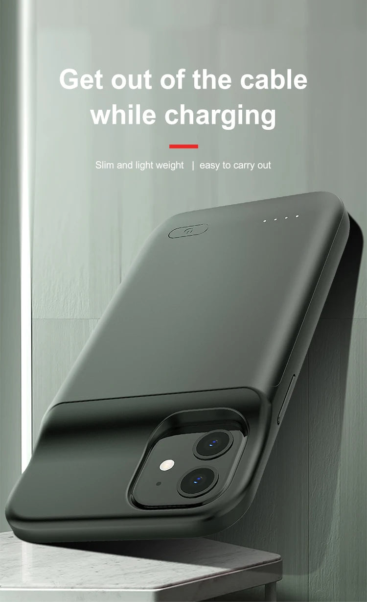 Battery Charger Case For iPhone 12 Pro Max Power Case Liquid silicone shockproof Extenal PowerBank Cove For iPhone 12 Mini Capa